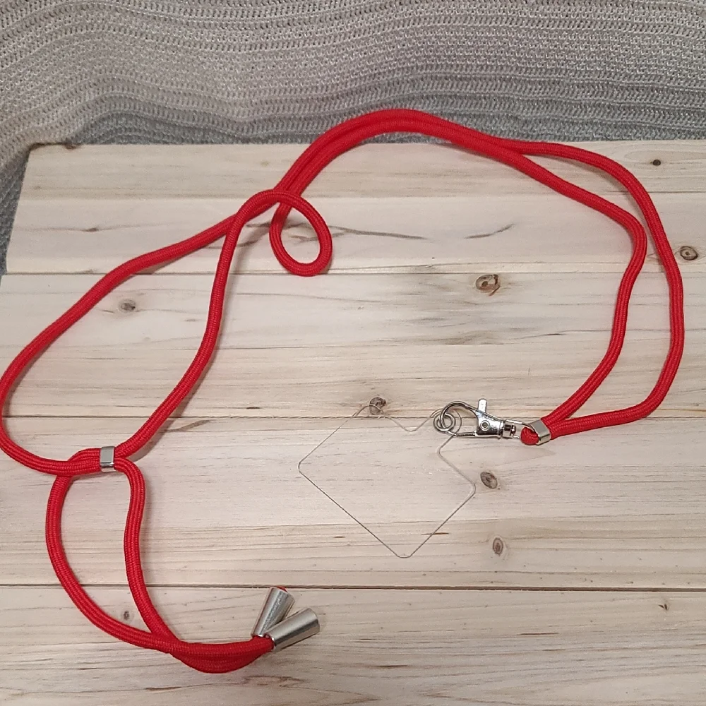 Cell Phone Red Lanyard with Silver Accents Nib NWT